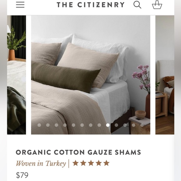 🆕THE CITIZENRY STANDARD SHAM SET ORGANIC COTTON GAUZE SHAMS - Picture 5 of 5